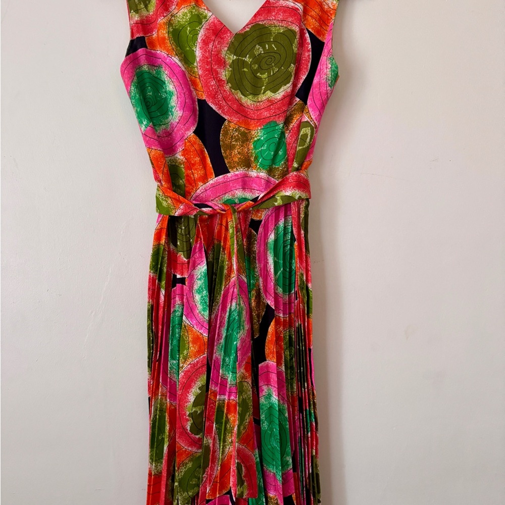 RARE Alice Polynesian Vintage 1970s Vibrant Multicolor Maxi Jumpsuit - Picture 4 of 11